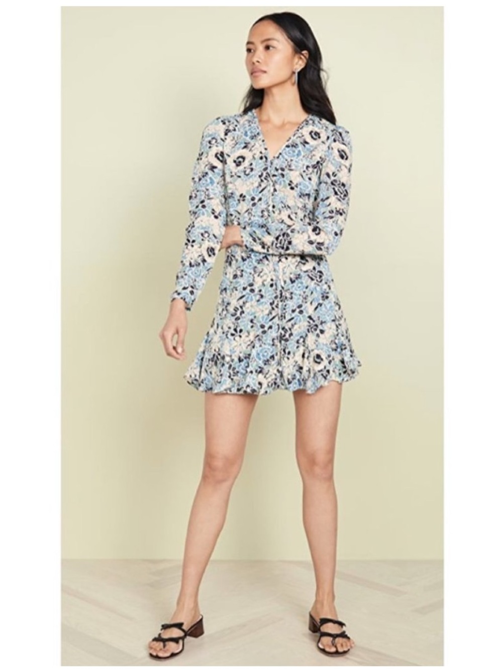 Veronica Beard Silk Riggins Mini Dress in Blue Floral Sz 6